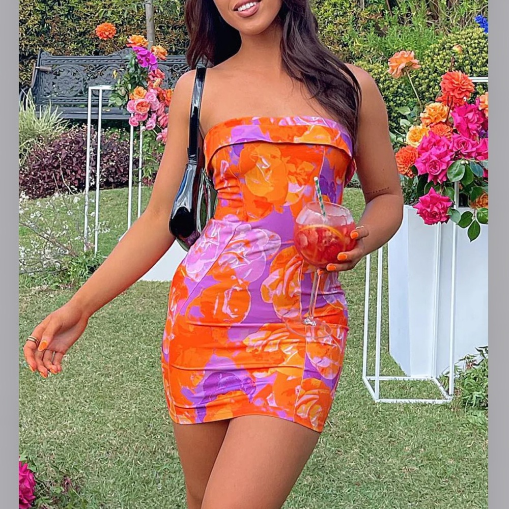 White Fox Got Me Hooked Mini Dress in Sunset